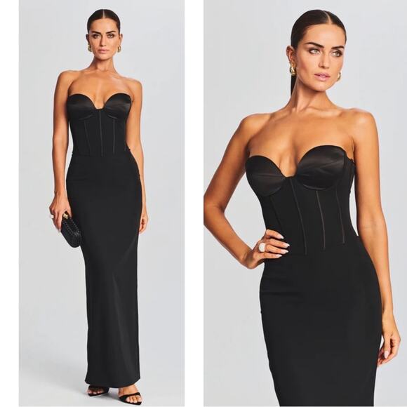 Retrofete Dresses & Skirts - Retrofete Luna Black Bustier Strapless Maxi Dress Size Small